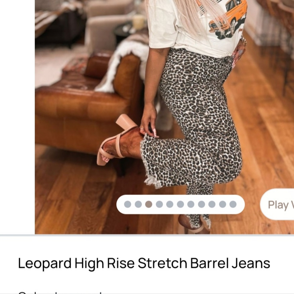 Leopard Print High Rise Barrel Jeans